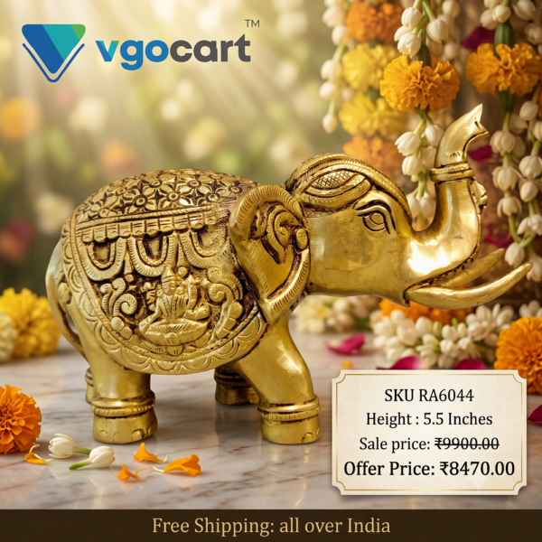 brass elephant idol pooja gift vgocart coimbatore india ra6044