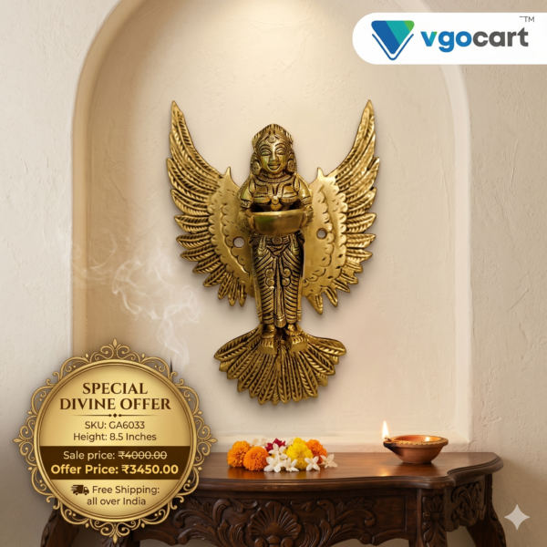Brass Pavai Diya Wall Mount - 8.5'