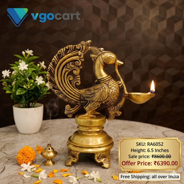 Brass Single Face Big Annam Diya - 8.5''