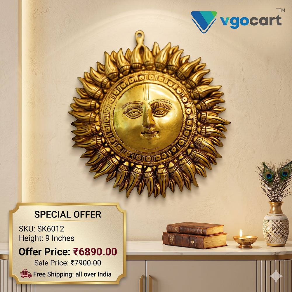 brass-sun-face-pooja-gift-vgocart-coimbatore-india-SK6012 Brass Sun Face Wall Mount - 9'' - Image 1